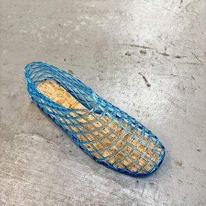 Women Blue Hollow Jelly Sandals Beach Ballerina Jelly Mesh Ballet Flats Ds109